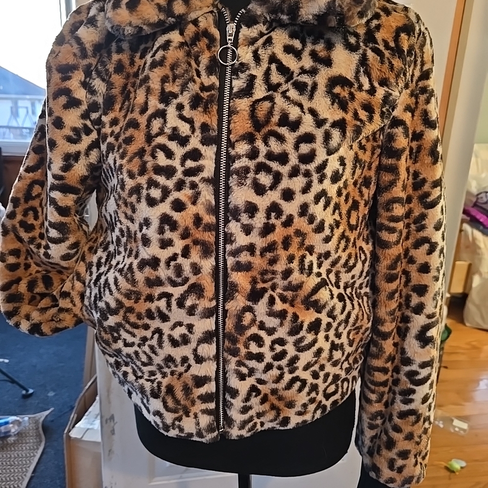 Nine West Animal Print Teddy Jacket